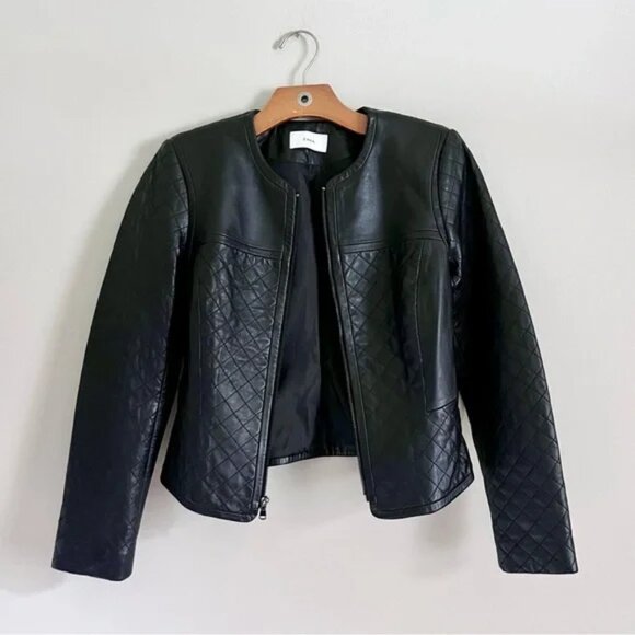 Classic Black Quilted Short Leather Jacket Moto Buttery Lambskin Leather Coat - Picture 1 of 9